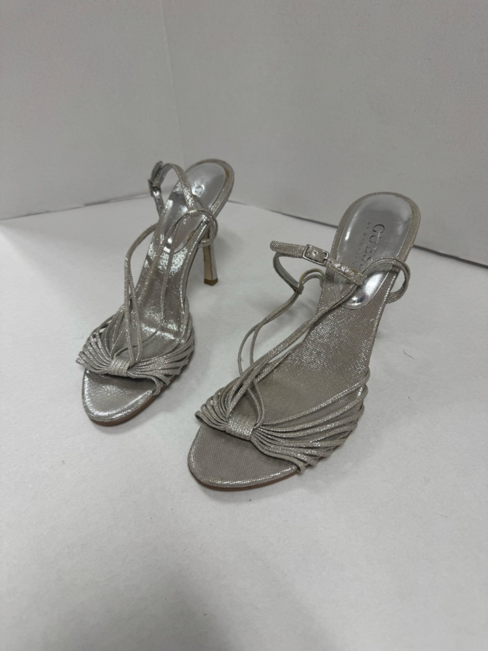 Guess by Marciano Silver Metallic Heeled Sandals - Size 7.5 - Picture 4 of 15